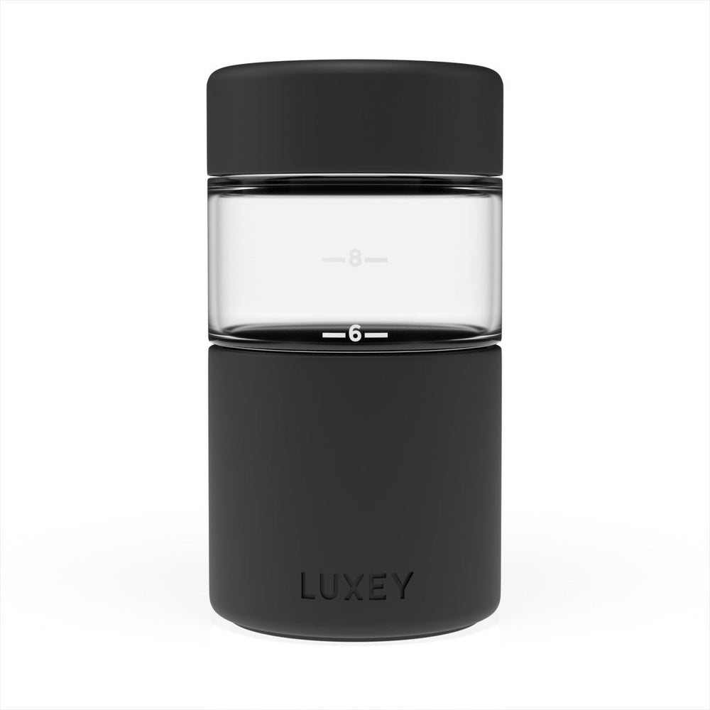 Luxey Cup Reusable Glass Coffee Cup (Black)