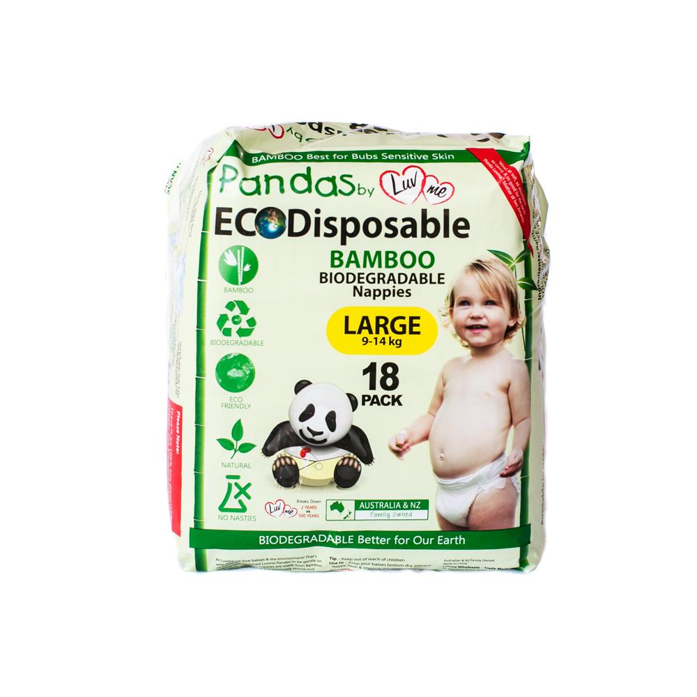 Luvme Bamboo Disposable Nappies Large (9-14kg) x 18