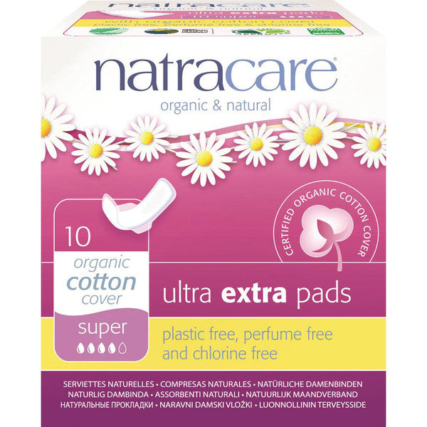 NATRACARE Ultra Extra Pads Super with Organic Cotton Cover x 10 Pack
