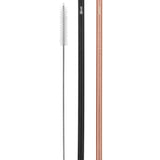 Cheeki Straight Stainless Steel Straws 2 Pack - Rose Gold, Black & Cleaning Brush