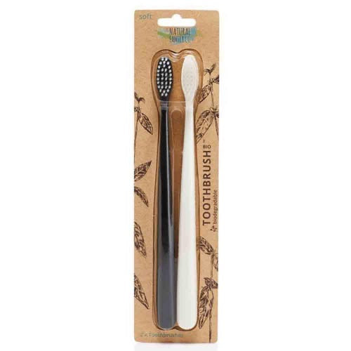 NFcoNfco Twin Pack Bio Toothbrush - Pirate Black & Ivory Desert