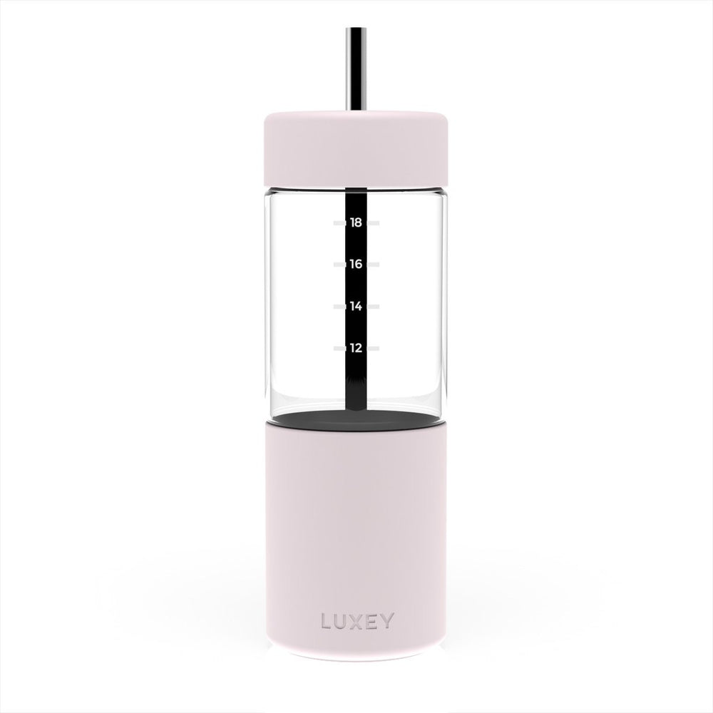 Luxey Reusable Glass Smoothie Cup (pink)