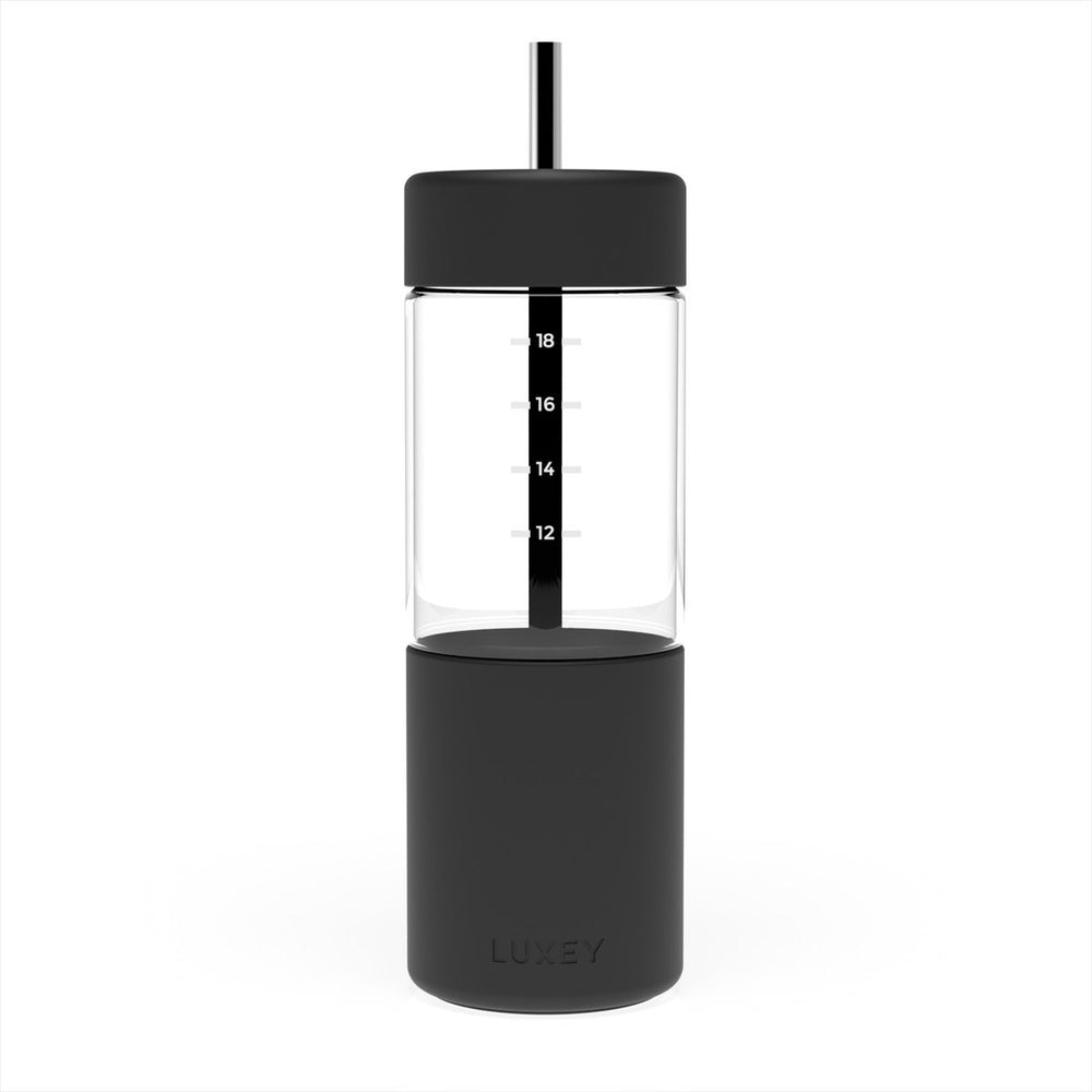 Luxey Reusable Glass Smoothie Cup (Black)