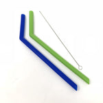Little Mashies Reusable Silicone Straws + brush 2 Pack (green & blue)