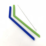 Little Mashies Reusable Silicone Straws + brush 2 Pack (green & blue)