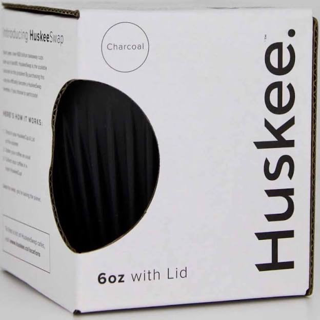 HUSKEE Reusable Coffee Cup Charcoal 6oz