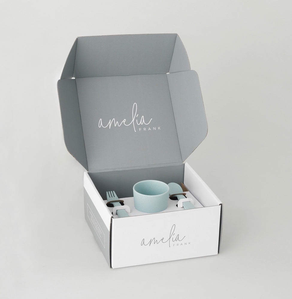 AMELIA FRANK Children's Bamboo Dinnerware 5 Piece | Summer Sky
